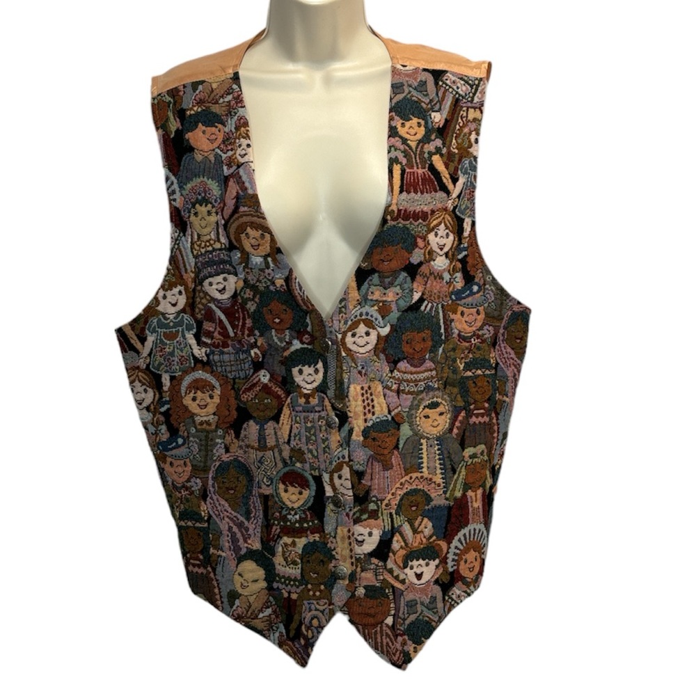 Vintage Mustang Women's Tapestry Vest CHILDREN OF THE WORLD Size 2X
